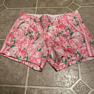 Lilly Pulitzer Pink and Green Flamingo Print Shorts